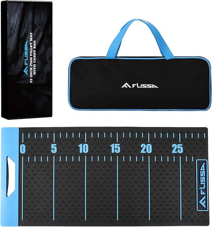FLISSA 33" Non-Slip Fish Fillet Mat with Storage Bag, Portable & Durable Fish Cleaning Mat, Measuring Scale for Easy Filleting, Cleaning, and Cutting, Ideal Fishing Gift