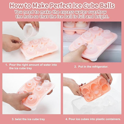 Silicone Ice Cube Trays for Freezer, 2 Pack Cute Ice Cube Tray with Lid,Rose Ice Mold and Heart Ice Mold Make 6 Giant Cute Flower Shape Ice for Cocktails Whiskey Bourbon,Father's day gifts