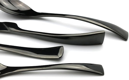 5-Piece 18/10 Stainless Steel Serrated Steak Knife Flatware Set, Mirror Polishing Black, Service for 1