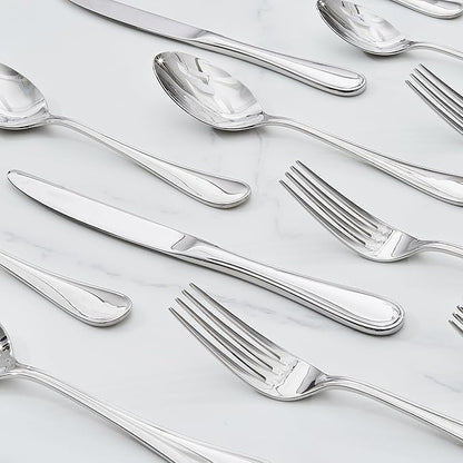 KINGSTONE 48 Piece Teardrop Silverware Set with Steak Knives, 18/10 Stainless Steel Flatware Set for 8, Modern Design Cutlery Set for Home/Hotel/Wedding,Mirror Polished and Dishwasher Safe