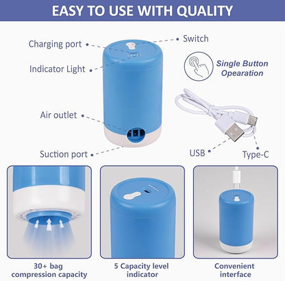 Cozy Essential 15 Pack Travel Vacuum Storage Bags with Portable Electric Pump, Suitase Vacuum Seal Space Saver Bags for Clothing and Luggage Compression