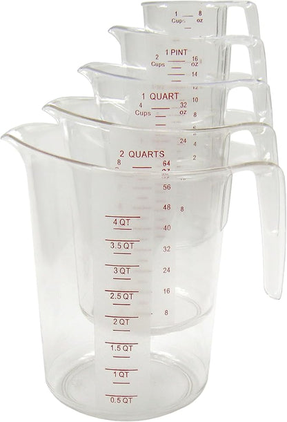 Winco 5-Piece Measuring Cup Set, Polycarbonate, Clear