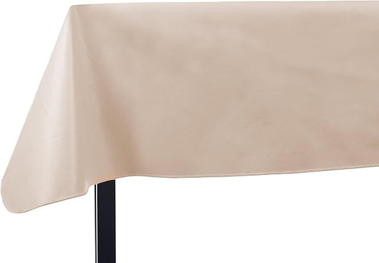 Yourtablecloth Heavy Duty Vinyl Rectangle or Square Tablecloth – 6 Gauge Heavy Duty Tablecloth – Flannel Backed – Wipeable Tablecloth with Vivid Colors & Many Sizes 52 x 90 Sand