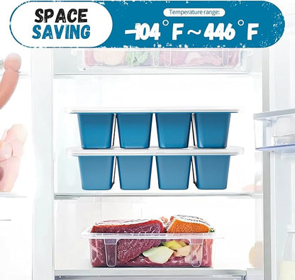 Ice Cube Tray For Freezer, 16 Large 1/2 Cub Cubes, Silicone Ice Trays For Freezer With Lid, Heavy-duty, Sturdy and Easy to Demold, Suitable for whisky, coffee, Herbs, Purees, 2-Pack