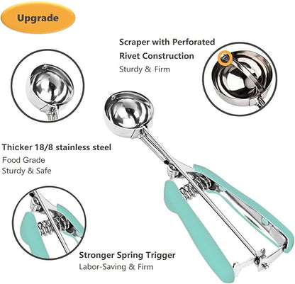 Cookie Scoop, Ice Cream Scoop, 2.5Tbsp/42ml/1.4 oz Cookie Scoops for Baking, 18/8 Stainless Steel Cookie Scooper for Baking, Cookie Dough Scoop, Ice Cream Scooper with Trigger Release (Mint)