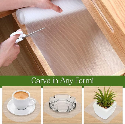 EVALAND 15.75" x 33 FT Non-Slip Shelf Liner, Non-Adhesive, BPA-Free, Waterproof Pantry Liner for Shelves, Easy to Cut, Oil-Proof Shelf Liners for Kitchen, Cabinets, Drawers, Refrigerator, Clear