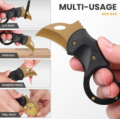 Small Pocket Knife for Men, Cool Folding Knife Box Cutter with 1.34inch Sharp Blade, EDC Knives Tool for Everyday Carry, Great Gift for Men (Gold)