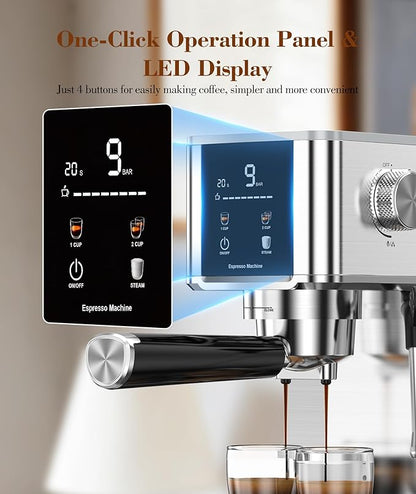 Kndko 20Bar Professional Espresso Machine with Milk Frother and Touchscreen for Cappuccino, Latte