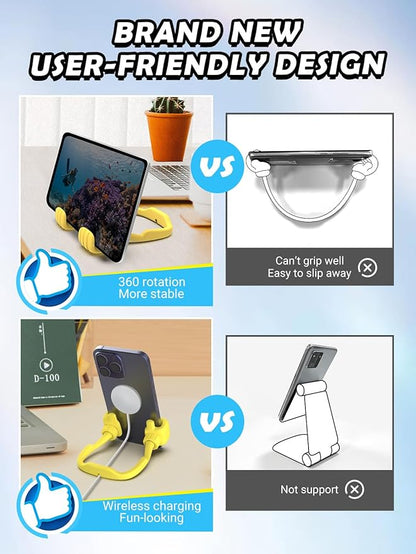 Stocking Stuffers for Teens Boys Girls Cell Phone Stand: Upgrade Adjustable Thumbs Up Lazy Phone Holder for Desk Fun Birthday Gifts for Grandma Adults Husband from Wife (Yellow, 1)