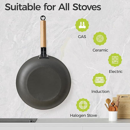 YUTANN 8&10&12 Inch Non-stick Frying Pans,Pre-seasoned Cast Iron Skillet Set with Detachable Handle,Lightweight,Dishwasher Oven Safe (500°F)
