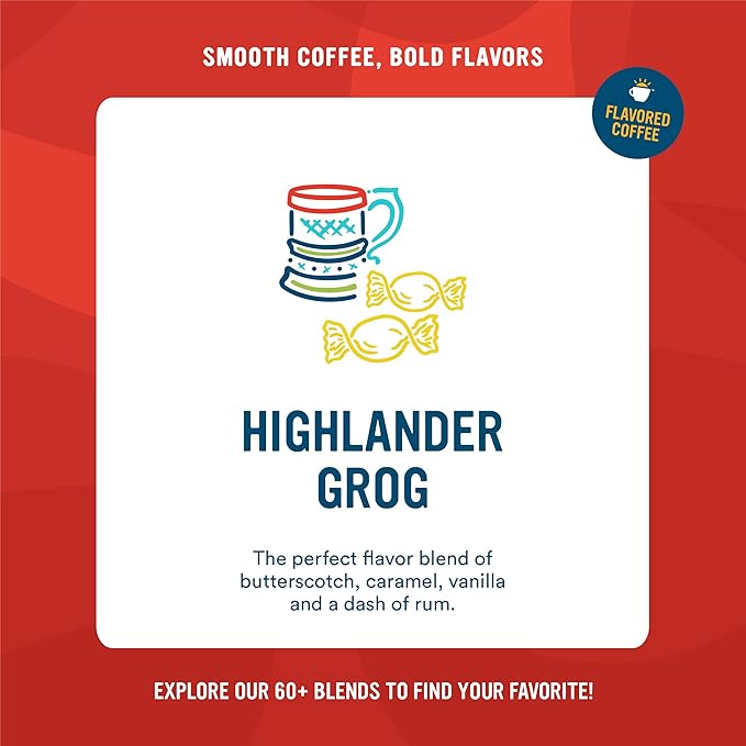 Cameron's Coffee Roasted Whole Bean Coffee, Flavored, Highlander Grog, 4 Pound