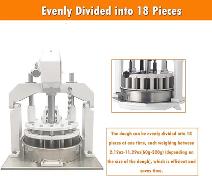 INTSUPERMAI Manual Dough Divider Cutter Machine 36PCS Tabletop Dough Divider Rounder 3 Pans Hydraulic Dough Equal Cutter Machine 1.06oz-5.64oz One Piece