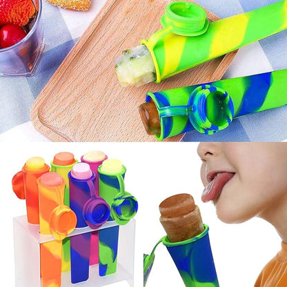 Popsicle Molds,6 Pieces Silicone Ice Pop Molds,Drip Free Popsicle Maker for Kids,BPA Free Freezer Tubes with Lids,For Snacks,Popsicle,Yogurt Sticks,Juice,Ice Candy Pops