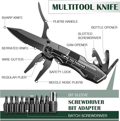 Gifts for Boyfriend Husband,Multitool Pocket Knife "I LOVE YOU",Anniversary Birthday Christmas Valentines Day Gifts for Him,Unique Camping Hunting Cycling Gift Ideas for Men