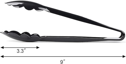 New Star Foodservice 35636 Utility Tong, High Heat Plastic, Scalloped, 9 inch, Set of 12, Black