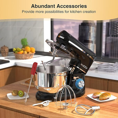 Stand Mixer, 6.5 Qt 660W, 6-Speed Tilt-Head Food Dough Mixer, Kitchen Electric Mixer with Stainless Steel Bowl,Dough Hook,Whisk, Beater, Egg white separator (6.5-QT, Black)