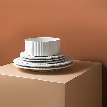 Christian Siriano Lusso 16-Piece Dinnerware Set Stoneware, White