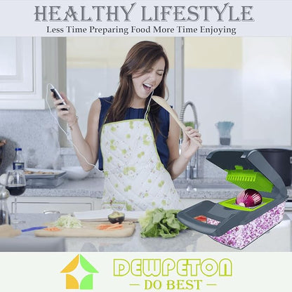 Pro-Series 20-in-1 Mandoline Slicer & Spiralizer, Veggie Chopper with Container, Home Essential Kitchen Gadget
