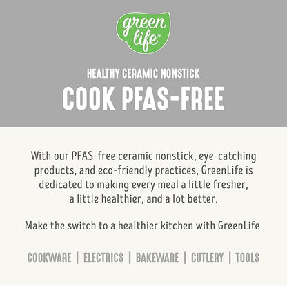 GreenLife 3.5QT Slow Cooker, Non-Toxic PFAS-Free Ceramic Nonstick Removable Interior Bowl, Programmable, Keep Warm, Stovetop & Oven Safe, Dishwasher Safe Parts, Glass Lid, White