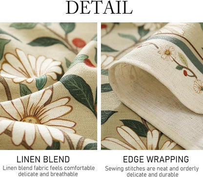 ISAENNE Designer Green Linen Small Square Table Cloth,Floral French Country Indoor Tablecloth,Stain Resistant Home Decor Tablecloths for Dining Kitchen Thanksgiving Christmas Party,55"*55"-Brune
