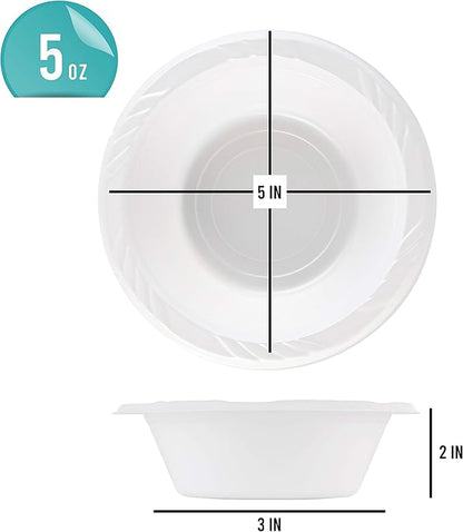 PLASTICPRO 100 Count Disposable 5 ounce White Plastic Dessert Bowls