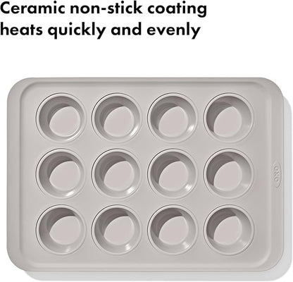 OXO Good Grips Non-Stick Pro Ceramic Coated Metal Bakeware 12 Cup Muffin Pan – Storm Blue