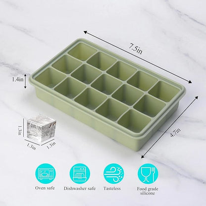 2 Tbsp Silicone Freezer Molds - Perfect for Storing Garlic, Herbs, Ginger, Pesto, Tomato Paste, Lemon Juice, Purees and More - Silicone Food Freezer Tray (Green 4 Pack)
