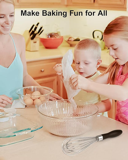 10-Inch Stainless Steel Kitchen Whisk, Ergonomic, Non-Slip Handle, Dishwasher Safe, Perfect for Beating Eggs, Mixing Batter, Whipping Cream