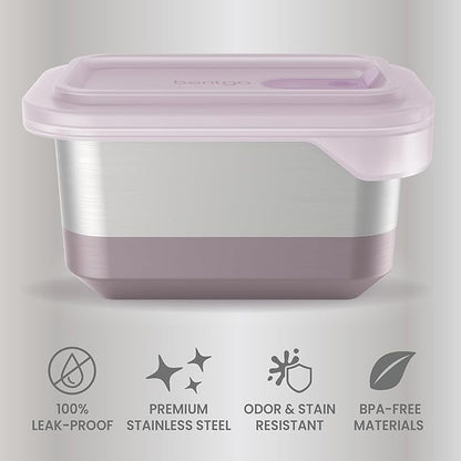 Bentgo MicroSteel Heat & Eat Container – Microwave-Safe, Leak-Proof, Easy-to-Clean, Lightweight Stainless Steel Reusable Food Storage with Airtight Silicone Lid (Lunch Size; 3-Cup Capacity; Dusk)