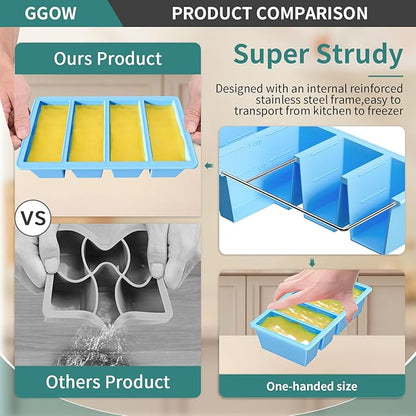 Silicone Freezer Tray for Sauce Cube: Silicone Freezing Tray for Broth Sauce Storage - Freeze 125mL 250mL Souped Portion