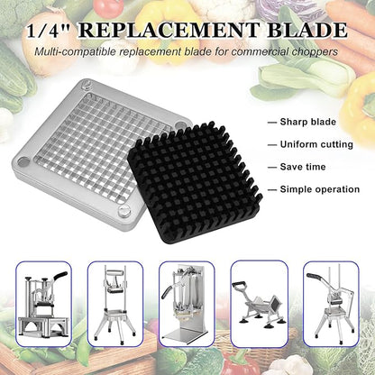 2 PCS Replacement Chopper 1/4" Blade, Commercial Vegetable Chopper Dicer, French Fry Cutter Stainless Steel Blade for Fruit Cutting Machine Tomato Onion Pusher Block