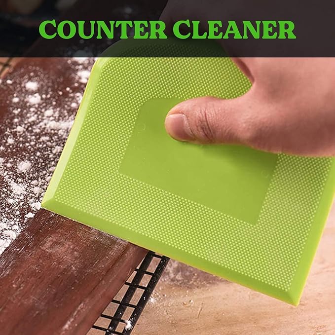 SURDOCA Dough Scraper Bench Scraper - 3P 7.1x4.9" Plastic Flexible Bowl Scraper, Sharp Edge & Angles Cake Scraper. Non-Slip Bakeware Decorating Tools Sculpting & Modeling Tools - White+Yellow+Green