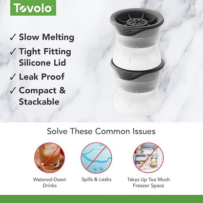 Tovolo Baseball Ice Molds Pack of 2 Large Craft Ice Mold Spheres for Whiskey Bourbon Cocktails, Dishwasher Safe BPA Free Silicone Baseball Ice Sphere Fun Gifts for Baseball Fans Coaches Fathers Dads