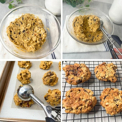 Cookie Scoop Set, 3Pcs Ice Cream Scoop Set, Small/1 Tbsp, Medium/2 Tbsp, Large/3 Tbsp, Stainless Steel Cookie Dough Scoop with Non-Slip Grip,for Melon Balls waffle Muffins