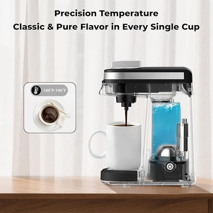 CHULUX Single Serve Coffee Maker for K Capsule and Ground Coffee, Single Cup Coffee Machine, Black