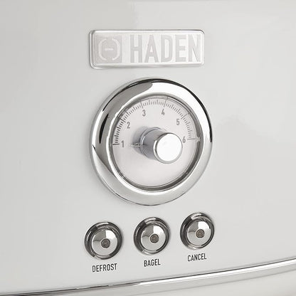 Haden Dorset 2 Slice Extra Wide Slot Toaster with Cool Touch Exterior, Removable Crumb Tray, and 6 Variable Browning Control, Ivory