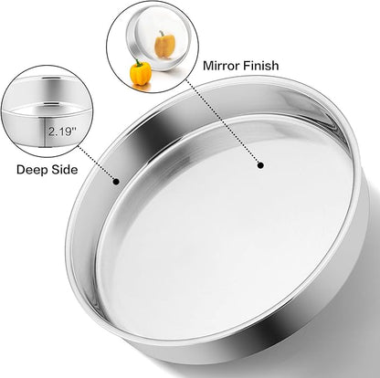 P&P CHEF Cake Pan Set of 4, Stainless Steel Baking Round Cake Pans Tins Bakeware for Birthday Wedding, Leak-proof & Easy Clean, Mirror Finish & Easy Releasing, 11 Inch