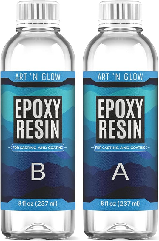Epoxy Resin for Crystal Clear Casting & Coating – 16 oz Kit – Bubble Free, Non-Yellowing, Two Part, Self-Leveling Art Resin – for Tumblers, Jewelry, Molds, Table Top, & Crafts – USA Small Business