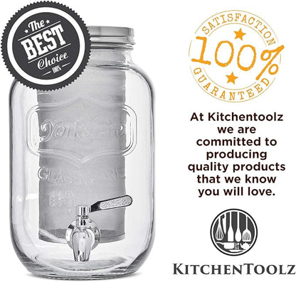 2-Gallon Cold Brew Coffee Maker – Commercial Size Extra Large Glass Dispenser with Metal Spigot, Reusable Metal Filter & Airtight Lid – Big Batch Brewing by KitchenToolz