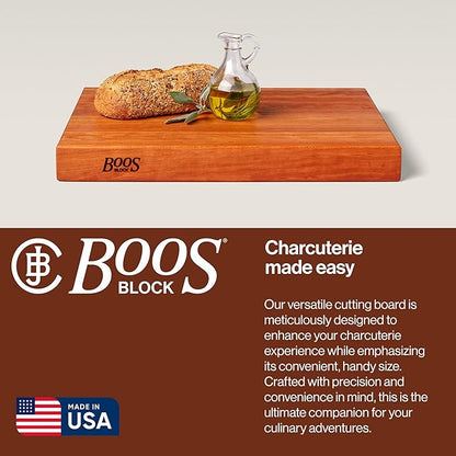 John Boos RA-Board Series Rectangular Wooden Cherry Cutting Board 20”x15” – 2.25” Thick, 20-lb Reversible Butcher Block with Edge-Grain & Finger Grips – Made in the USA