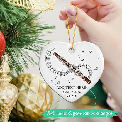 Personalized Oboist Christmas Ceramic Ornament 2025, Custom Text Name & Year Oboe Ornament Gift for Student Friend, Oboe Teacher Christmas Tree Ornaments, Musical Instruments Xmas Decorations