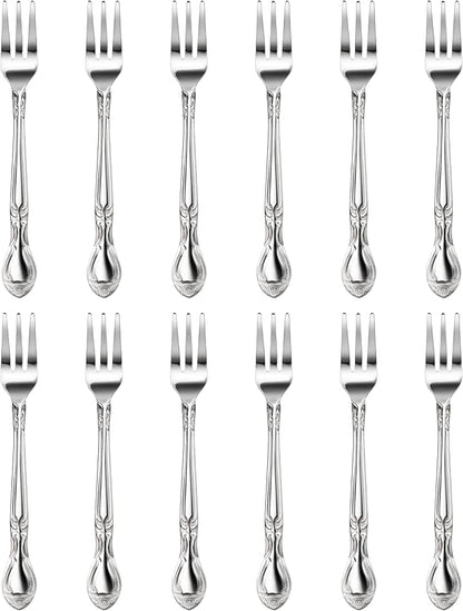 New Star Foodservice 58680 Stainless Steel Rose Pattern Oyster Fork, 5.8-Inch, 12 pieces