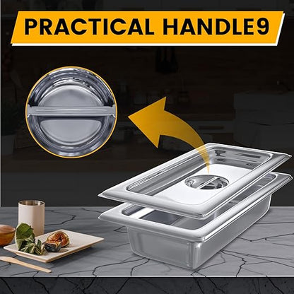Stainless Steel Pan Lid - Fits 1/3 Size Steam Table Pans Dishwasher Safe for Catering, Buffets, Restaurants