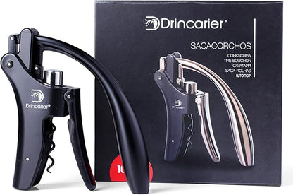 Vertical Lever Corkscrew with Non-Stick Worm, Compact Rabbit Wine Opener Wine Bottle Opener with built-in Foil Cutter