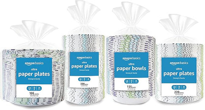 Amazon Basics Ultra Paper Plates, 8.62 Inch, Disposable, 880 Count (4 pack of 220)