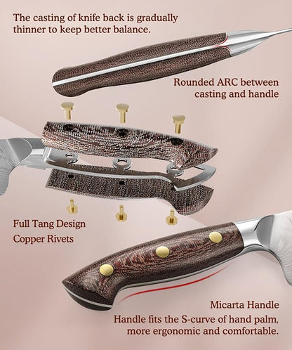 HEZHEN Damascus Chef Knife Set, 67 Layers Damascus Steel, 5PCS, Ultra Sharp, Professional Kitchen Knife Set for Chefs and Home Cooking, Ergonomic Micarta Handle, Gift Packing