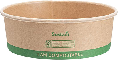 Restaurantware Paper Food Containers 200 Pack Of 25 oz Disposable Round Kraft Salad Bowls BPI-Certified Compostable Stackable Greaseproof Meal Prep Take Out Containers For Soups, Snacks And Desserts