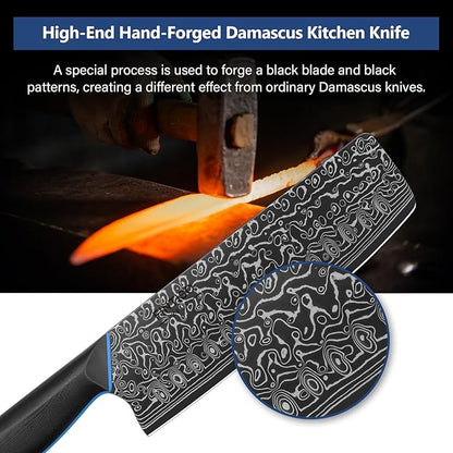 7 inch Nakiri Knife, Sharp Kitchen Knife Professional Asian Chef Knife in 67-Layer Japanese Damascus Steel, Multipurpose Meat Cleaver Vegetable Knife with G10 Handle