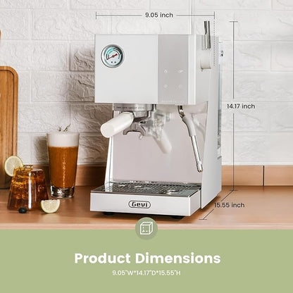 Gevi Commercial Espresso Machine 20Bar with Smart OPV Coffee Makers, Milk Frother & 58mm Portafilter, Dual Display Stainless Steel Cappuccino Maker for Home, Great Gift