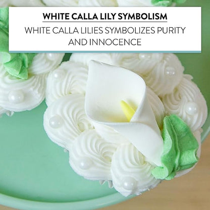 Global Sugar Art Calla Lily Sugar Cake Flowers White with Yellow, Unwired, Medium 18 Count by Chef Alan Tetreault